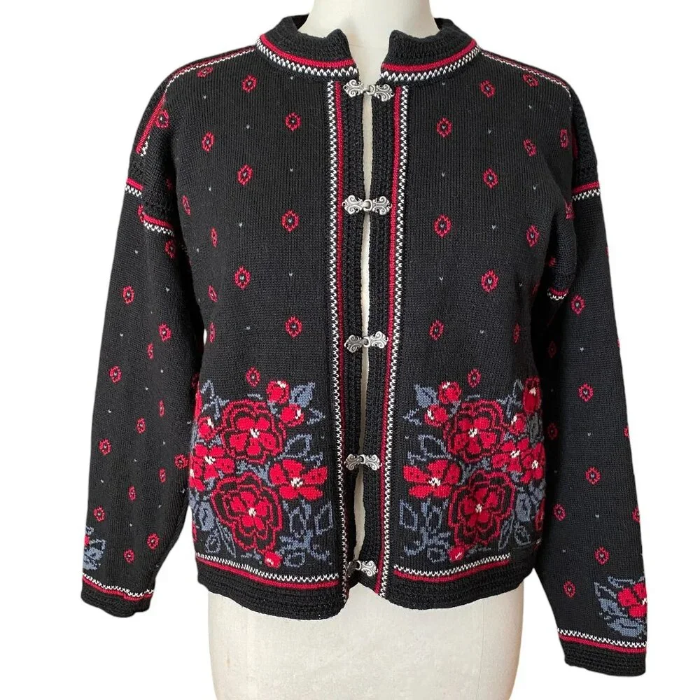 Dale of Norway Casual Collection 100% Pure Wool Cardigan Floral Cottagecore-M
